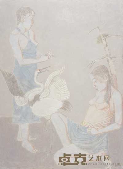 韩冬 2005年作 少女与仙鹤 200×145cm